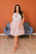 Plus Size Blush Lace Tiered Mini Dress- Mauve