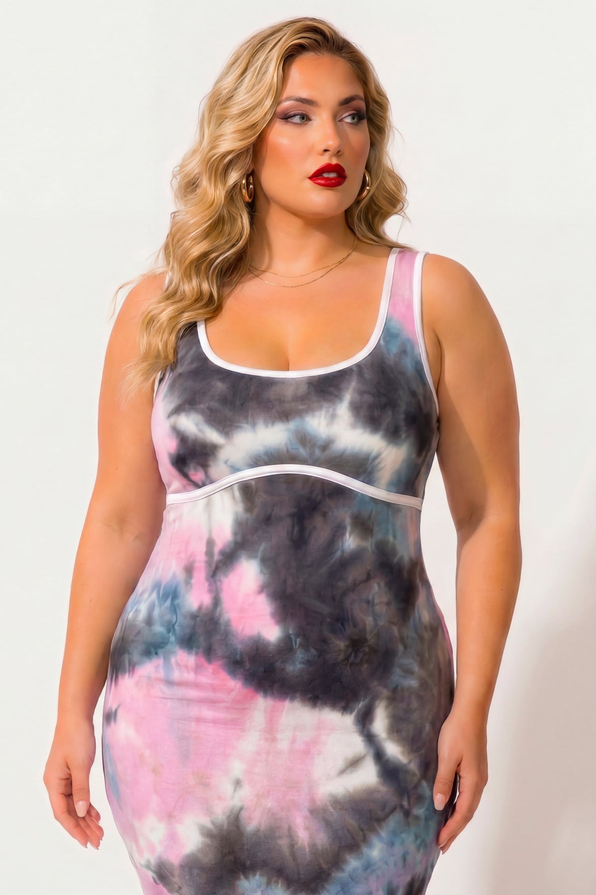 Plus Size Bold Lines Bodycon Dress - Multi