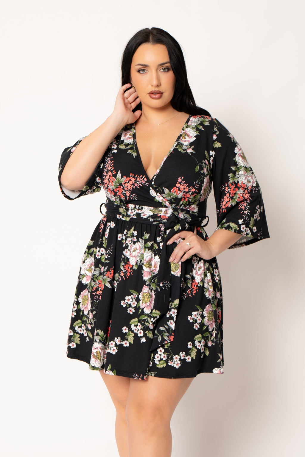 Plus Size Camellia Charm Dress - Black