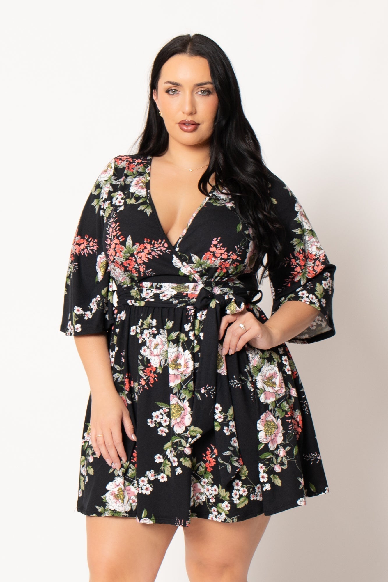 Plus Size Camellia Charm Dress - Black