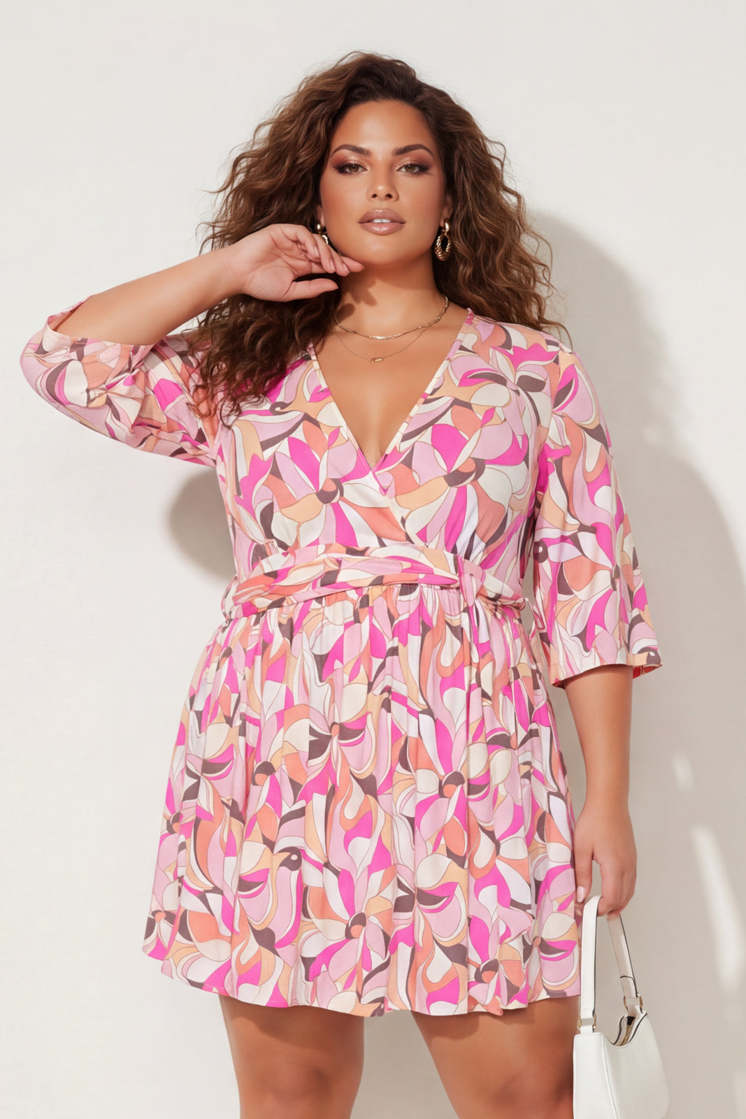 Plus Size Camellia Charm Dress - Pink