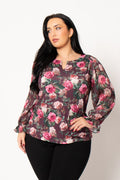 Plus Size Camille Petal Blouse- Brown