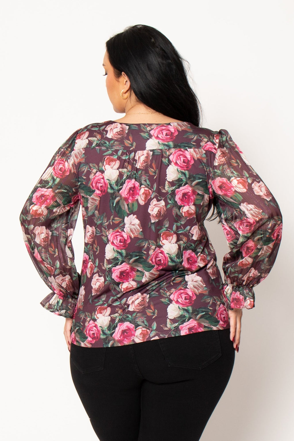 Plus Size Camille Petal Blouse- Brown