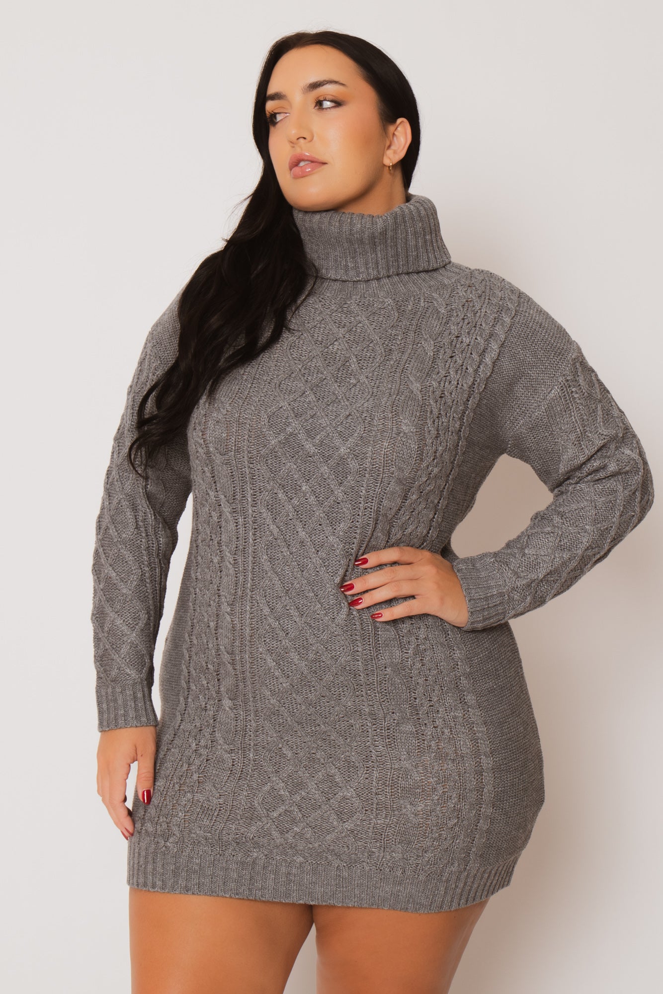 Plus Size Camille Sweater Dress - Grey