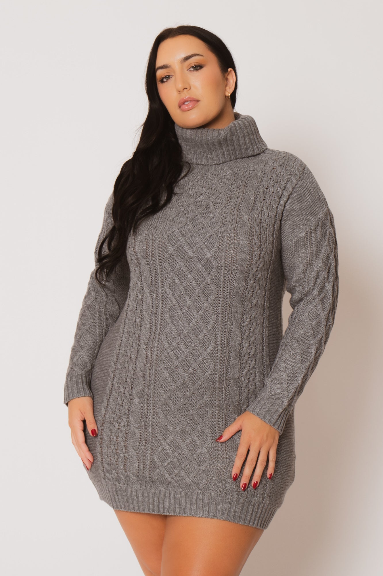 Plus Size Camille Sweater Dress - Grey