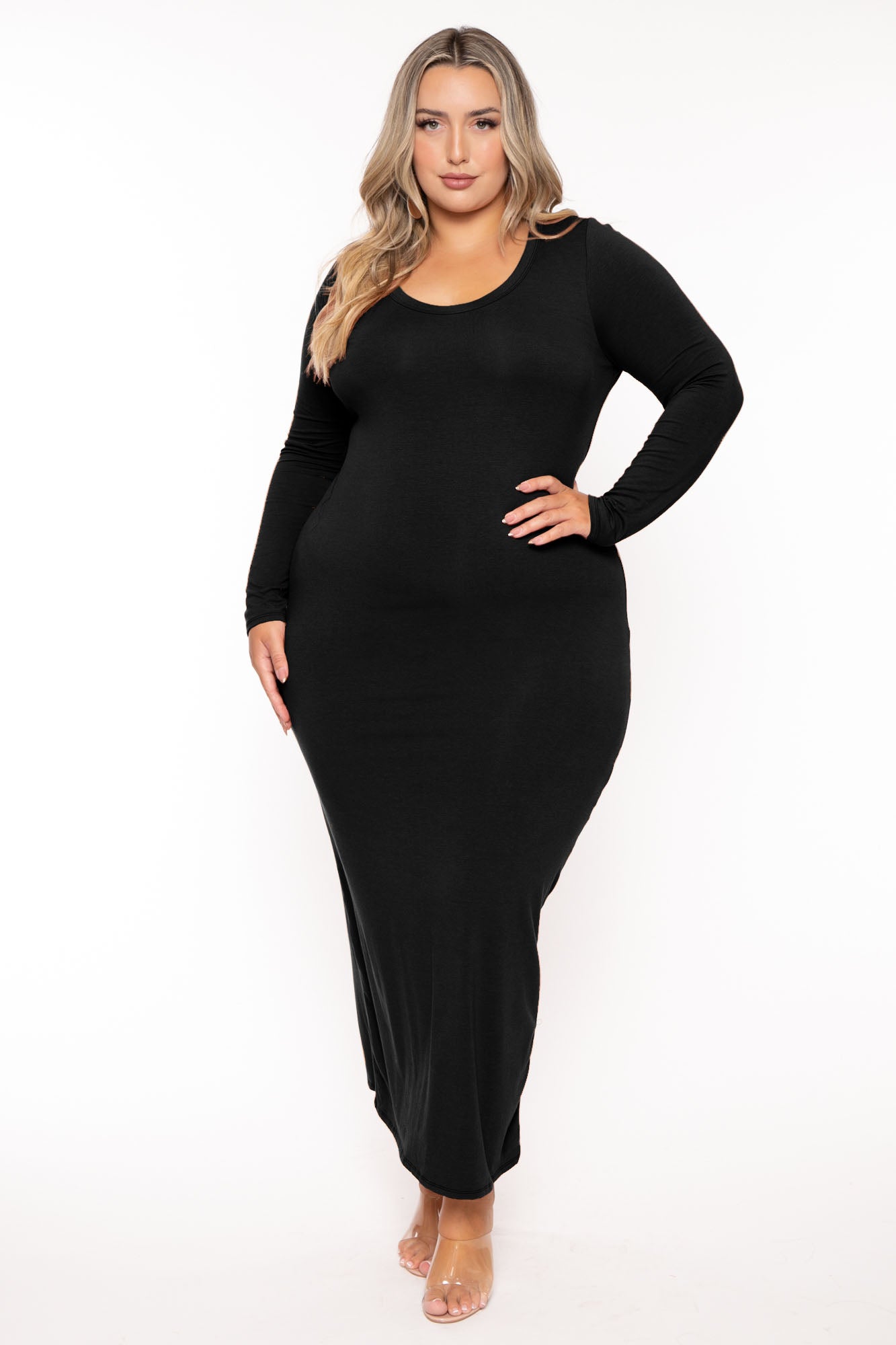 Plus Size Carlette Bodycon Maxi  Dress -Black