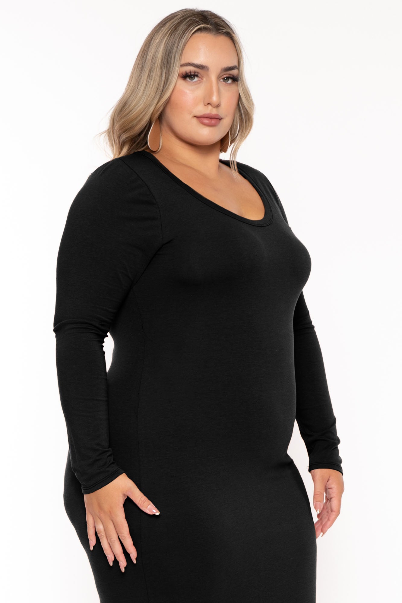 Plus Size Carlette Bodycon Maxi  Dress -Black