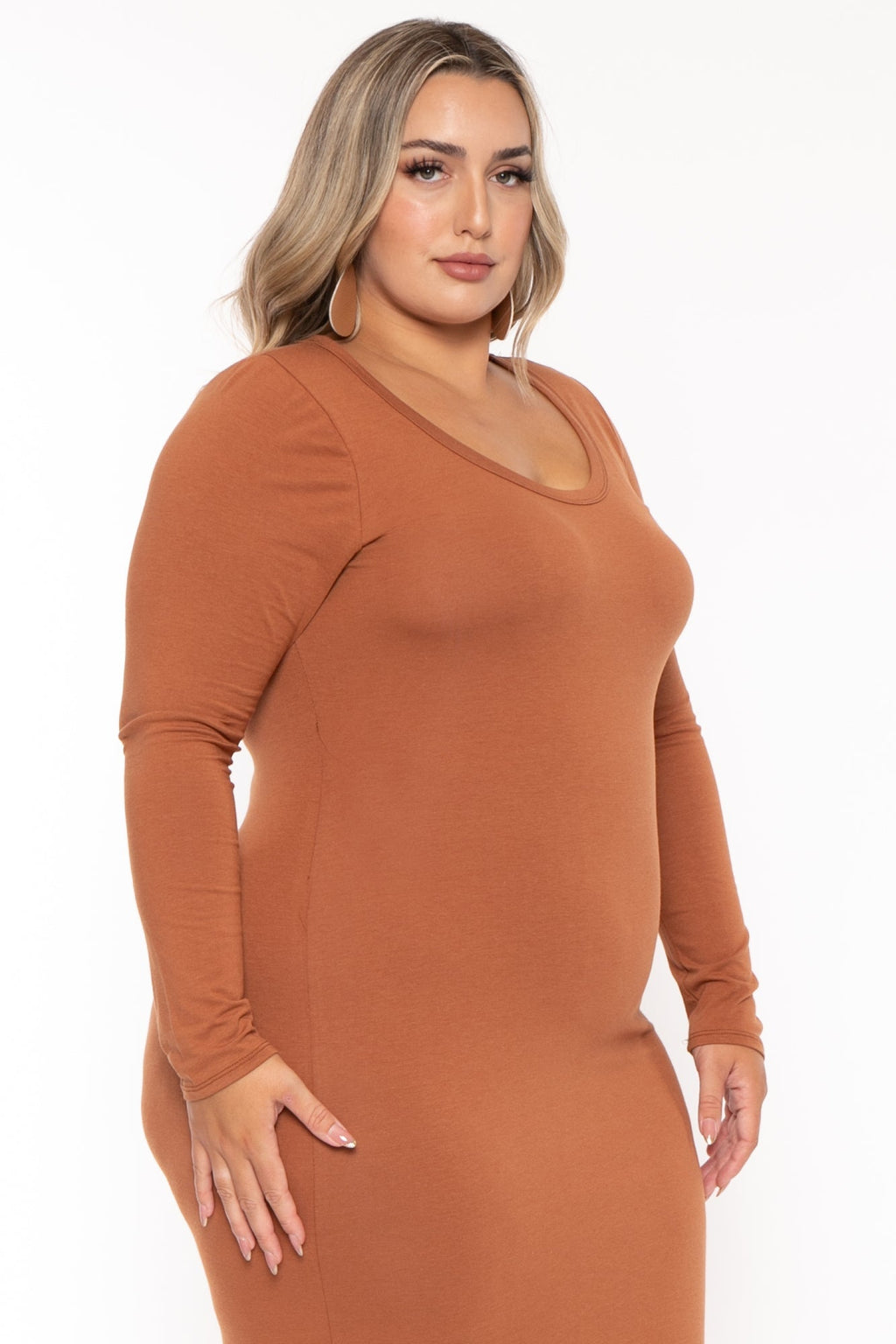 Plus Size Carlette Bodycon Maxi  Dress -Rust