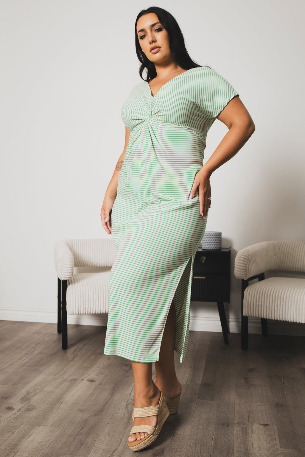Plus Size Cayce Front Twist  Maxi Dress  - Green