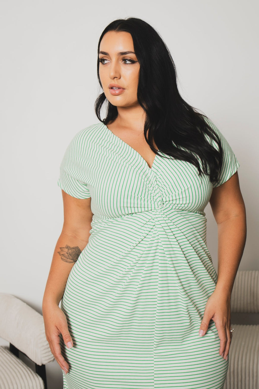 Plus Size Cayce Front Twist  Maxi Dress  - Green
