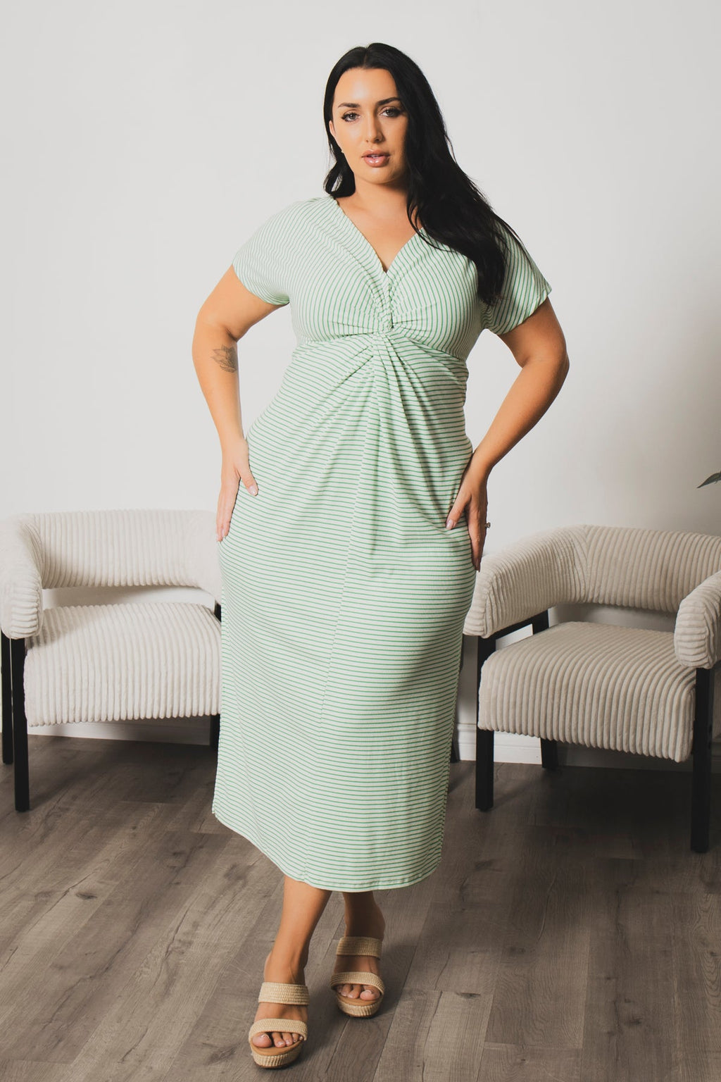 Plus Size Cayce Front Twist  Maxi Dress  - Green