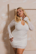 Plus Size Celeste Lace Cutout Dress- Ivory