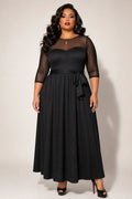 Plus Size Celeste Mesh Maxi Dress- Black