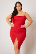 Plus Size Celine Drape Midi Dress - Red