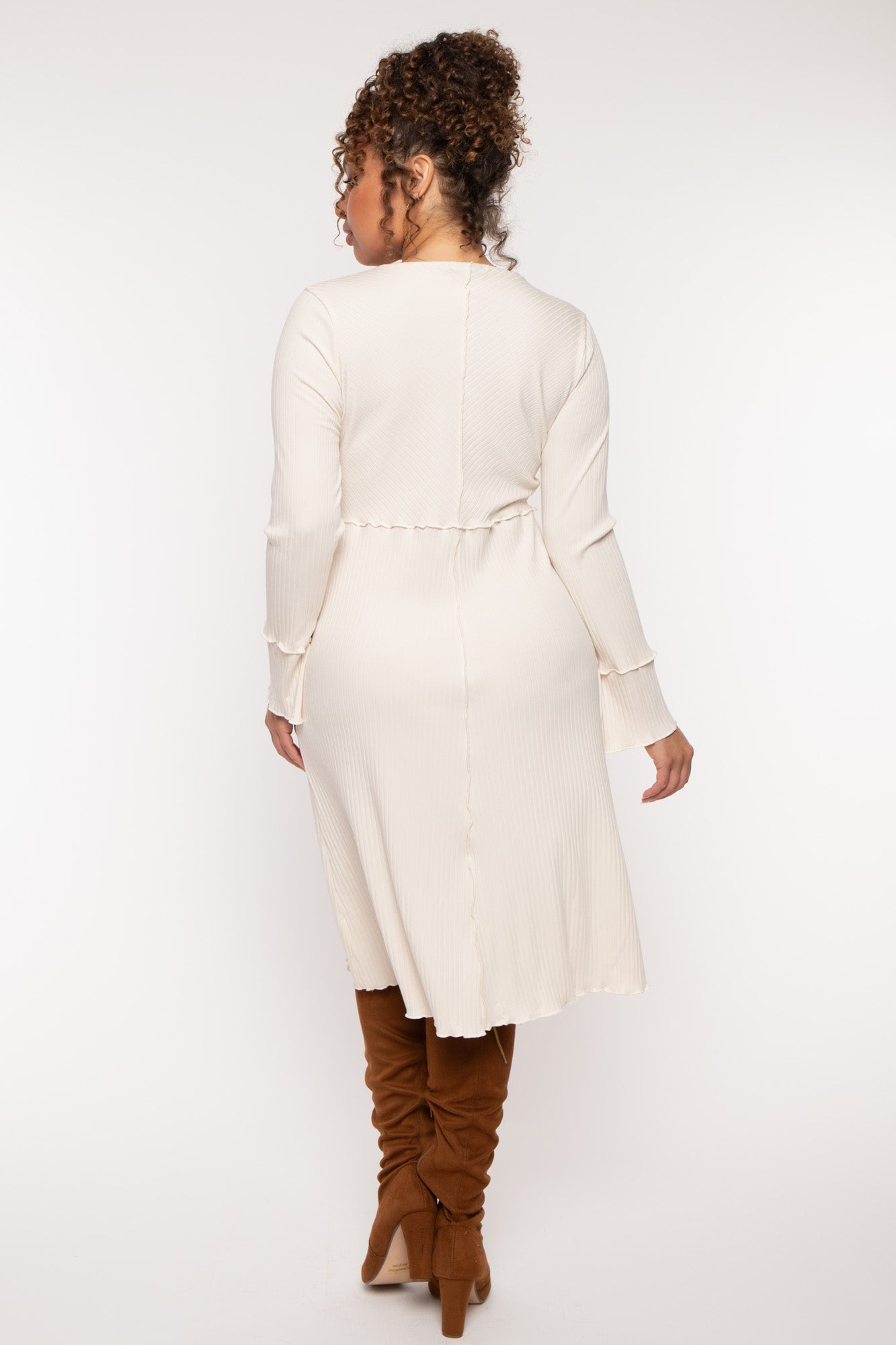 Plus Size Charlene Ribbed  Dress - Ivory