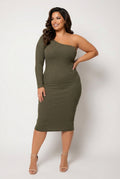 Plus Size Chic Rib Dress - Olive