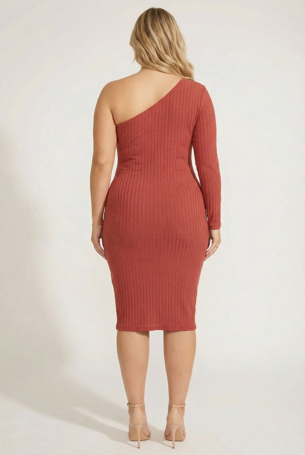 Plus Size Chic Rib Dress - Terracotta