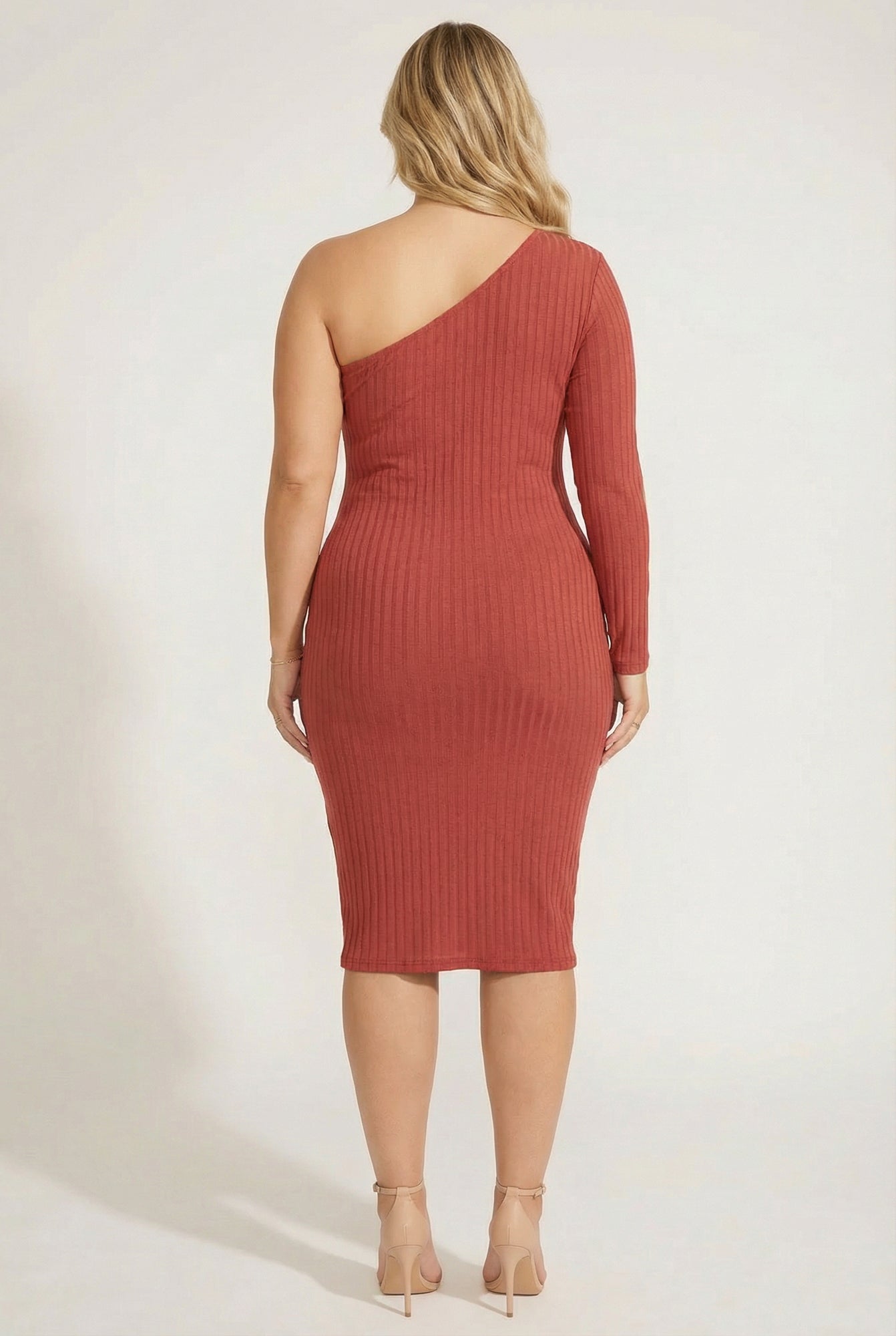 Plus Size Chic Rib Dress - Terracotta