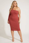 Plus Size Chic Rib Dress - Terracotta