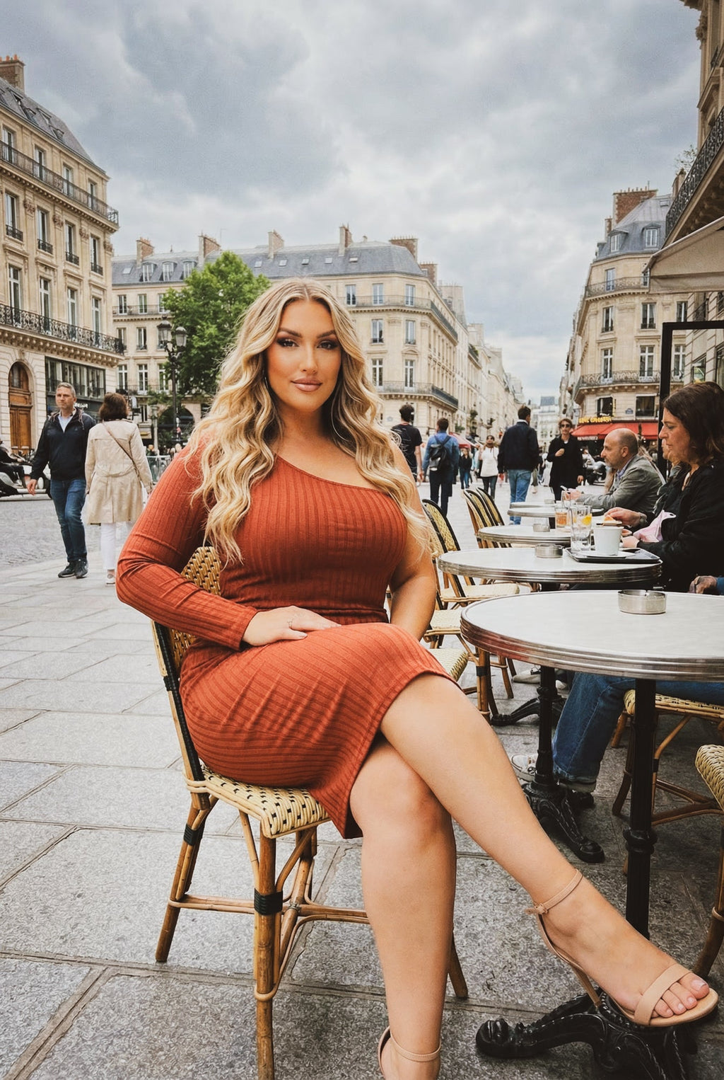 Plus Size Chic Rib Dress - Terracotta
