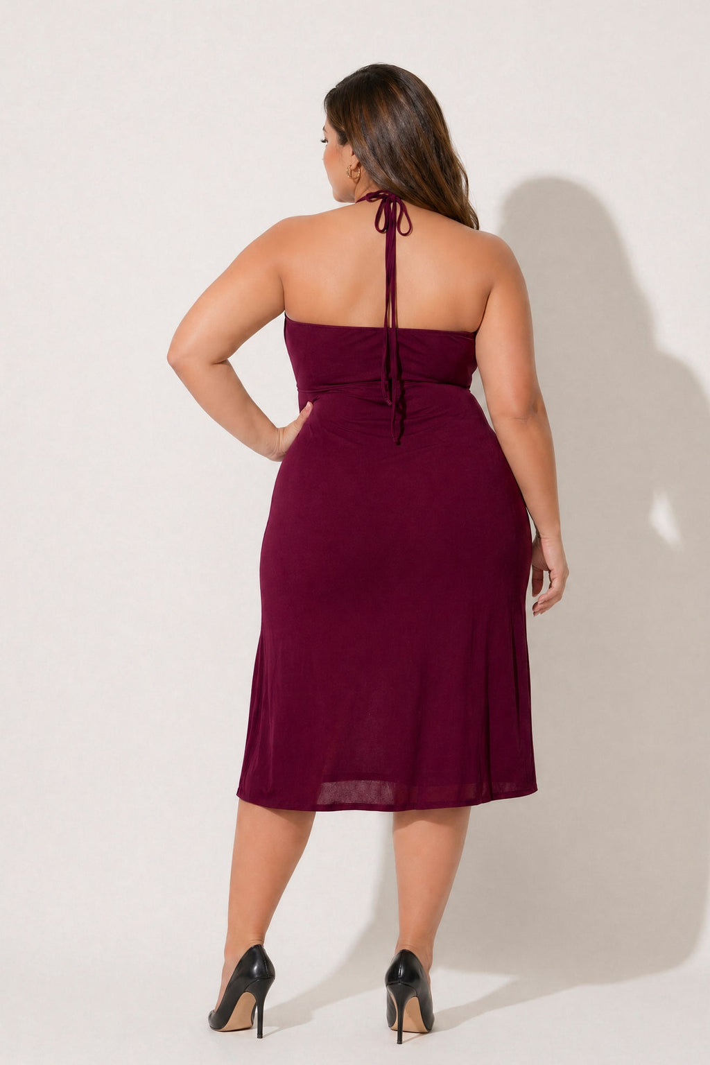 Plus Size Cleo Ruched Ring Dress - Burgundy