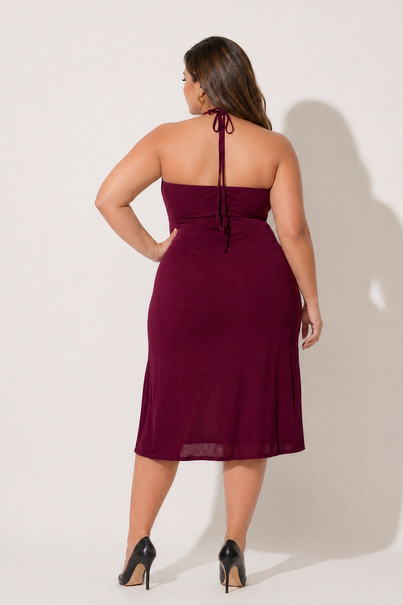 Plus Size Cleo Ruched Ring Dress - Burgundy