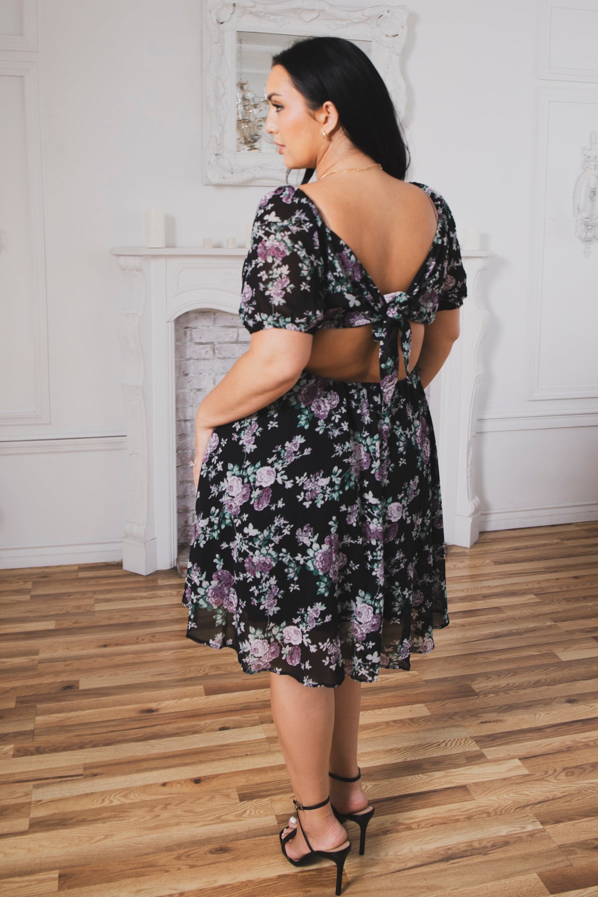 Plus Size Cottage Bloom Dress - Black