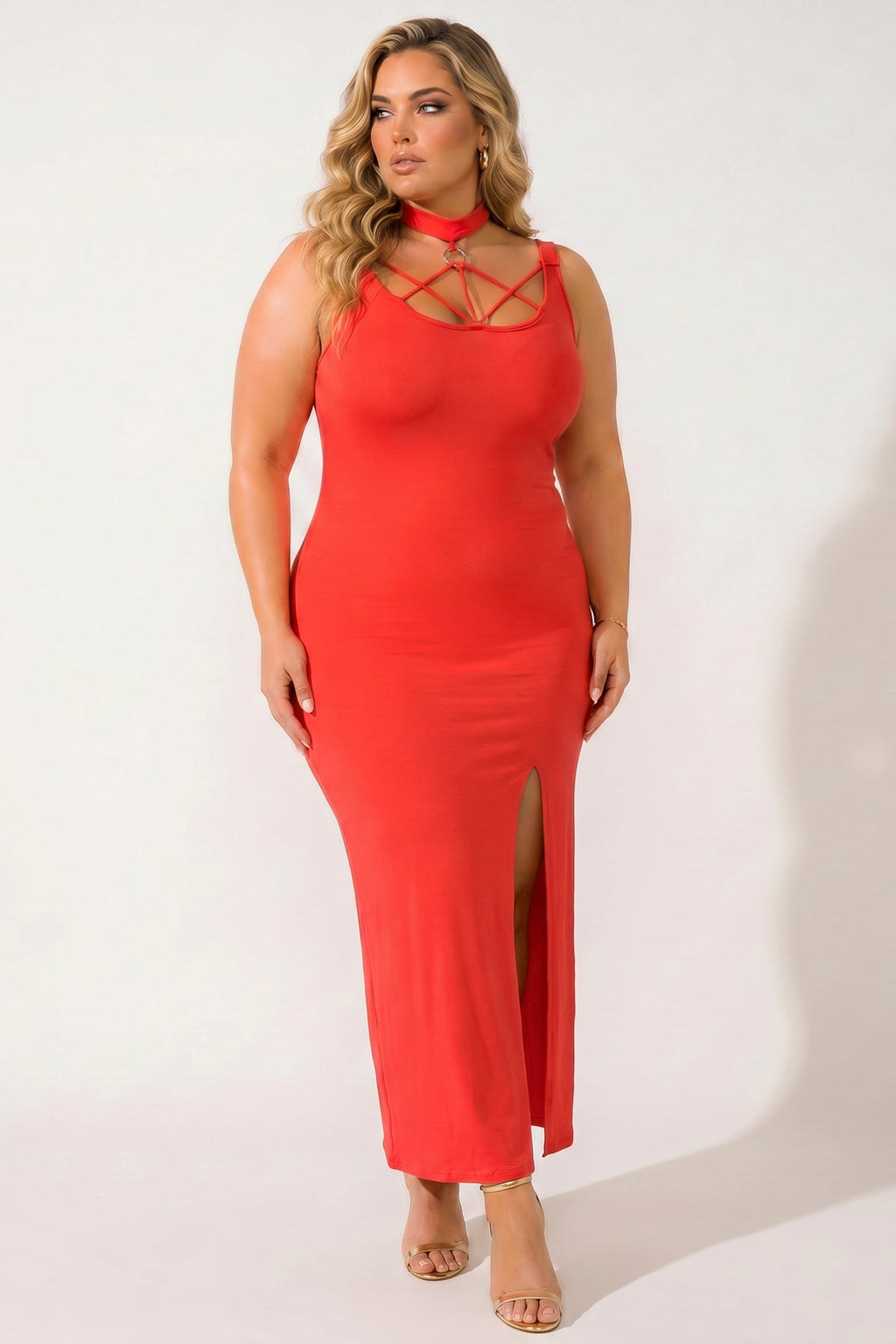 Plus Size Daring Escape Dress - Coral
