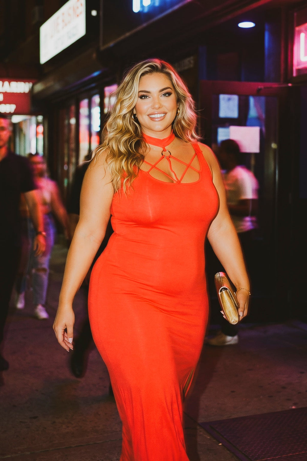 Plus Size Daring Escape Dress - Coral
