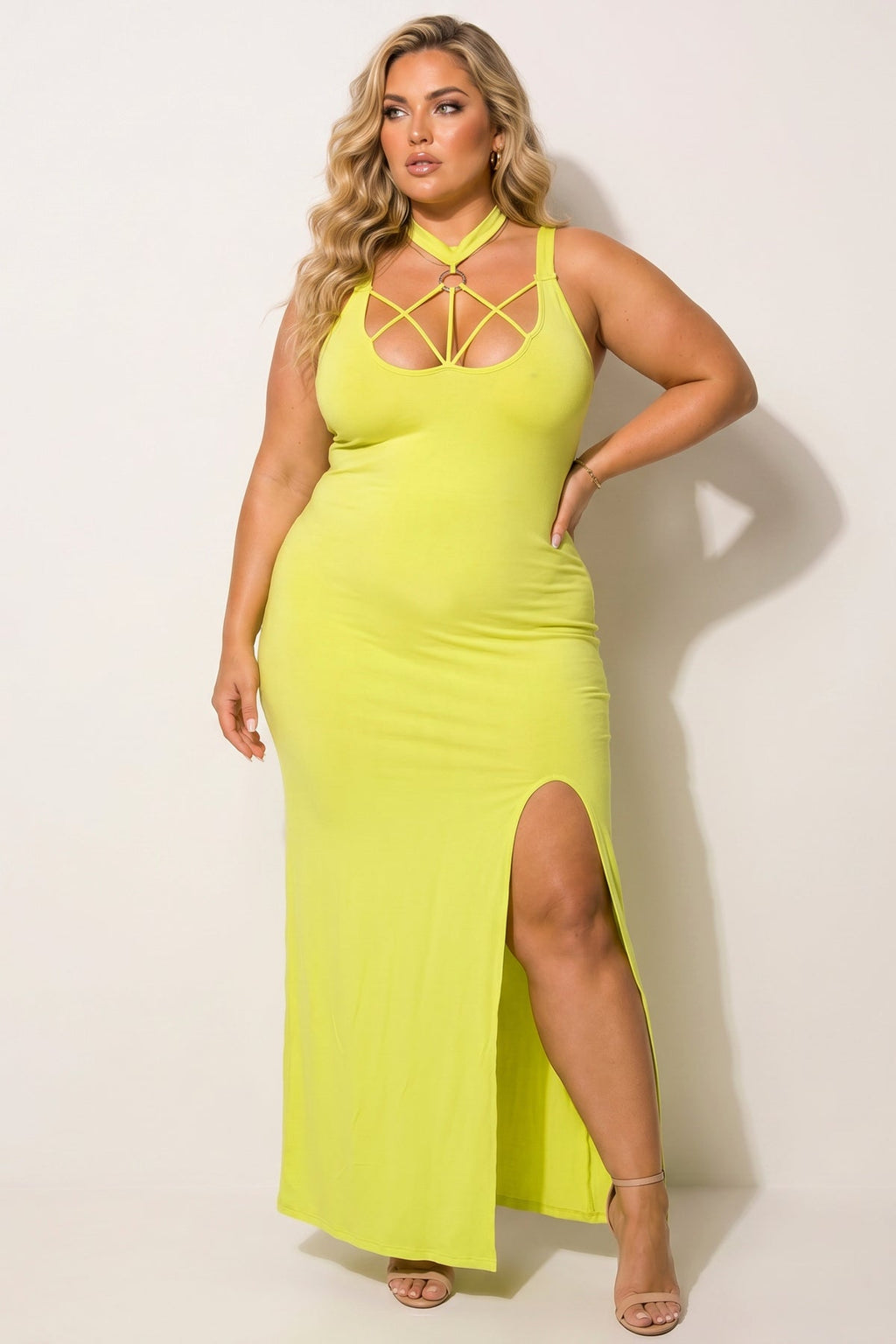 Plus Size Daring Escape Dress - Yellow