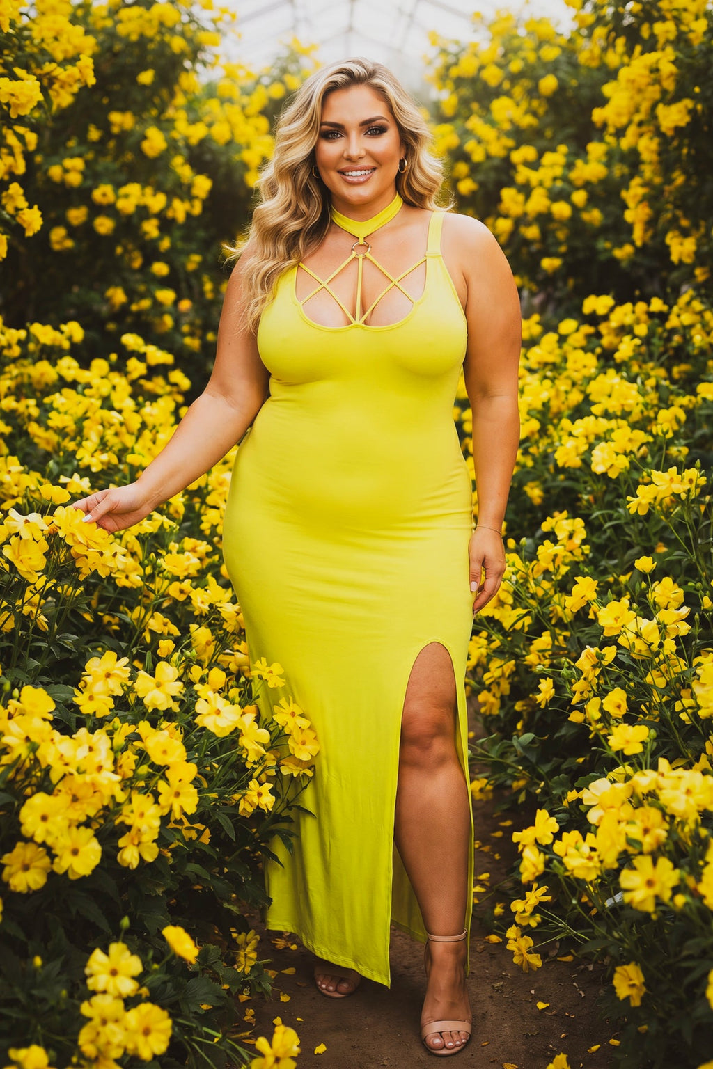 Plus Size Daring Escape Dress - Yellow