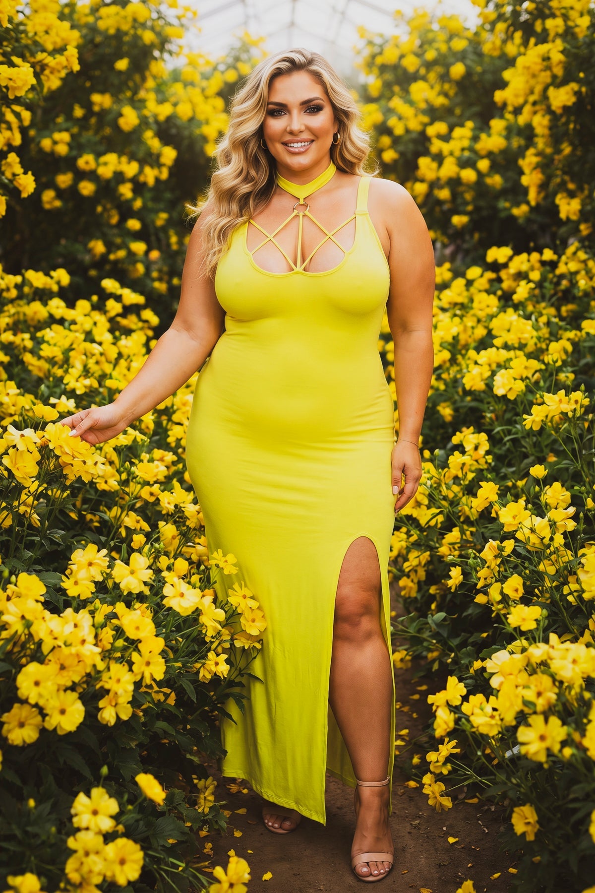 Plus Size Daring Escape Dress - Yellow