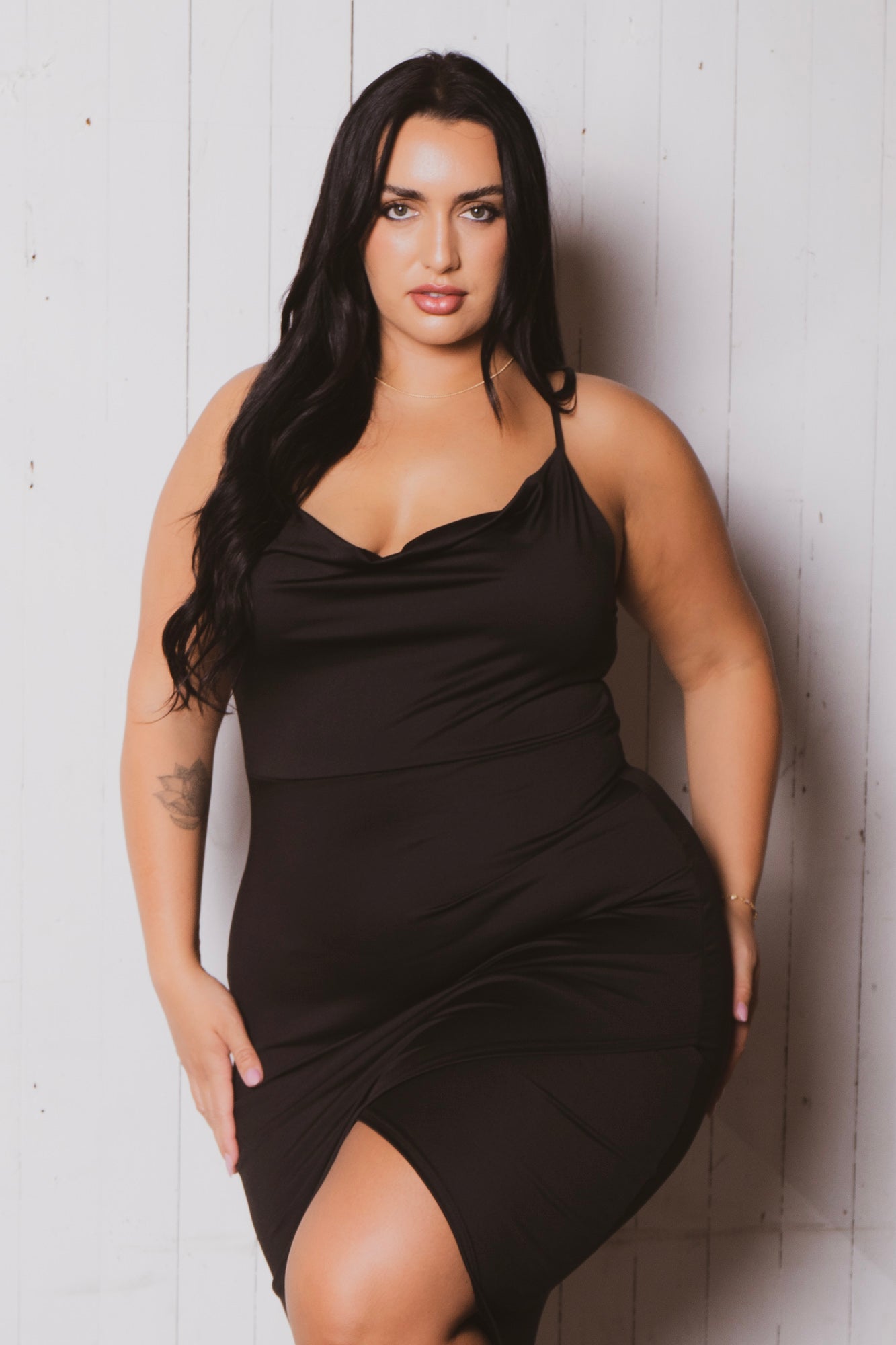 Plus Size Dayanna Asymmetric Dress - Black