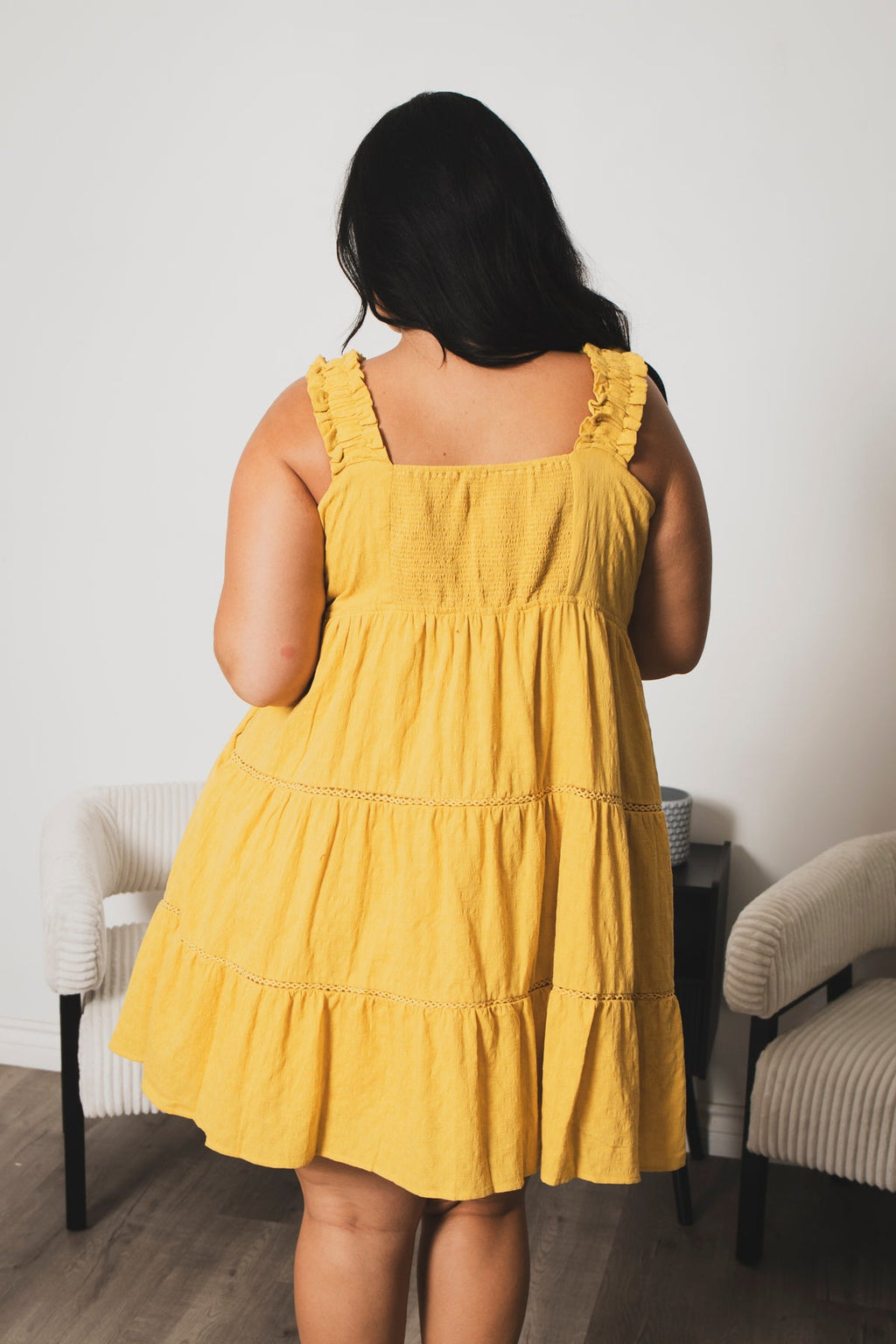 Plus Size Daydream Stroll Dress - Mustard
