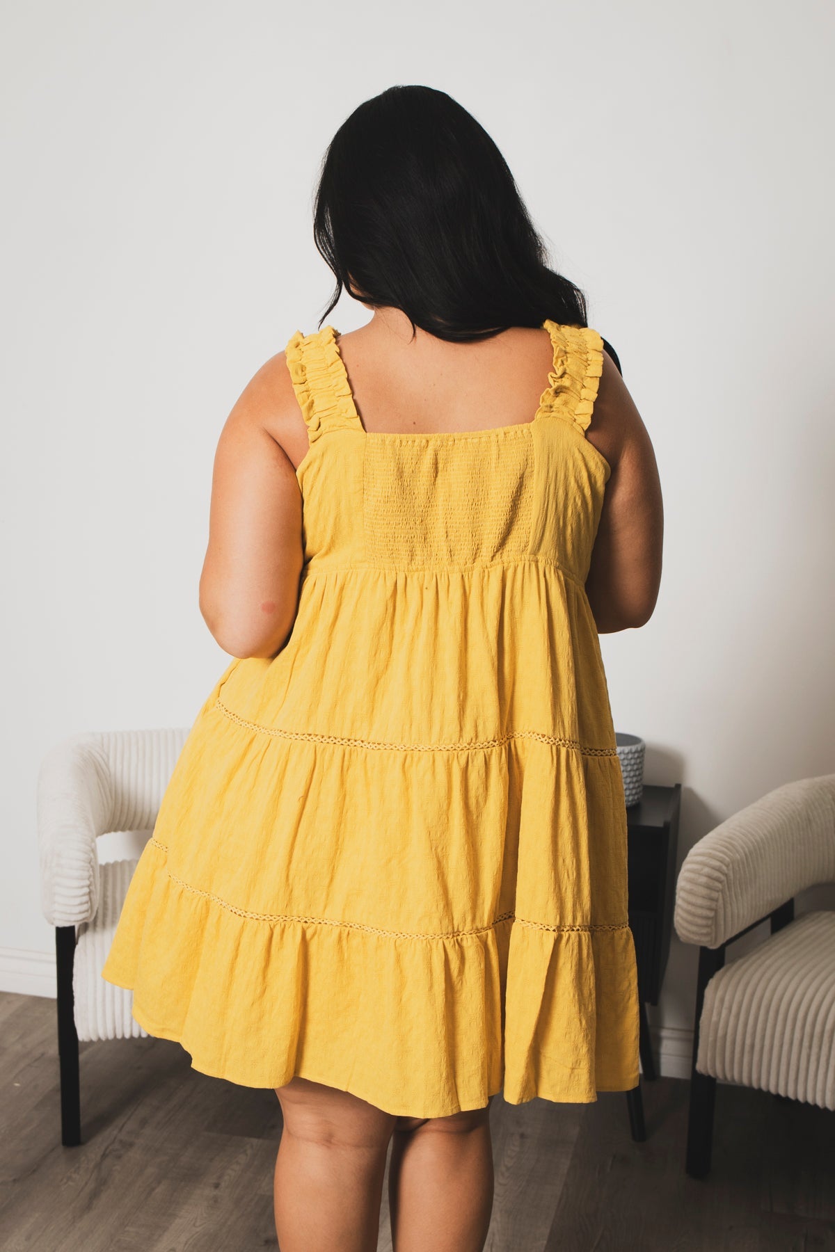 Plus Size Daydream Stroll Dress - Mustard