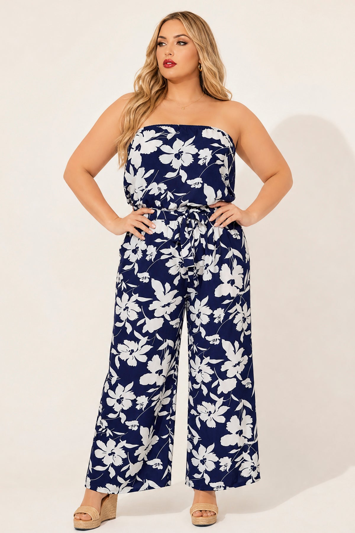 Plus Size Delilah Breeze Jumpsuit - Navy