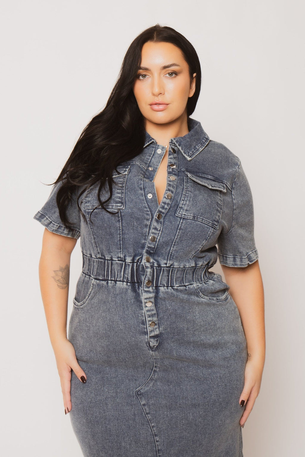 Plus Size  Denim Charm Dress - Dark Wash