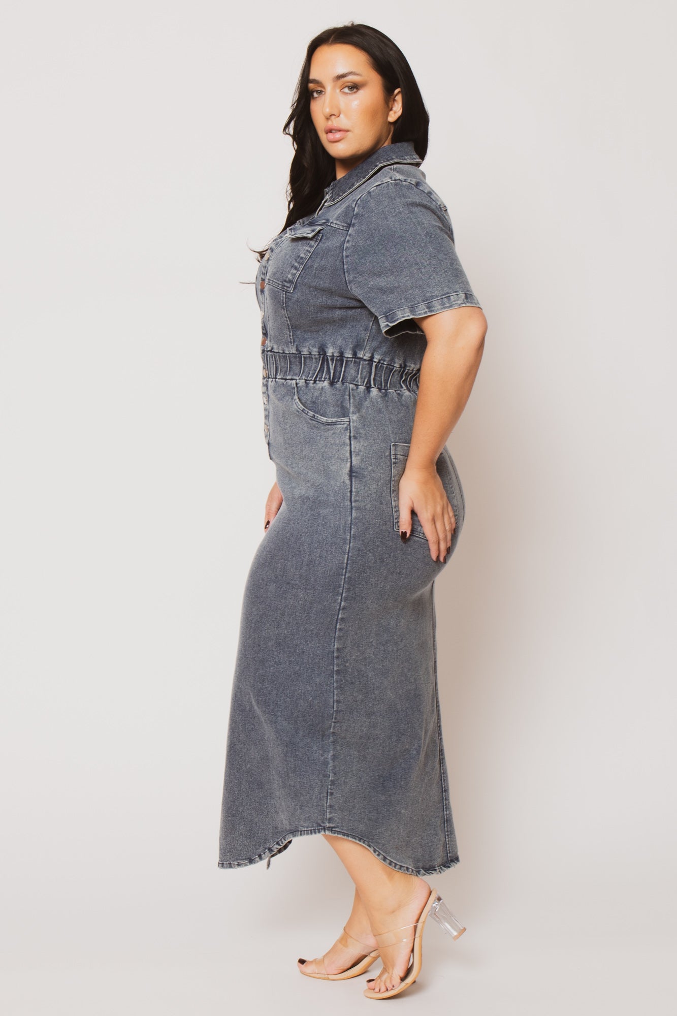 Plus Size  Denim Charm Dress - Dark Wash