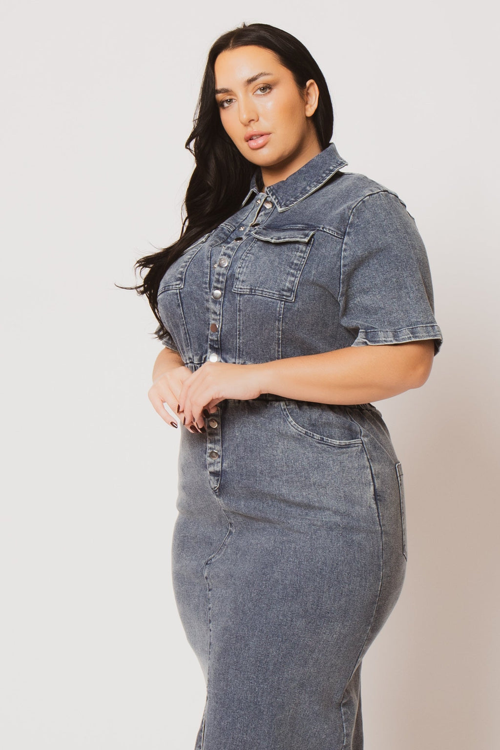 Plus Size  Denim Charm Dress - Dark Wash