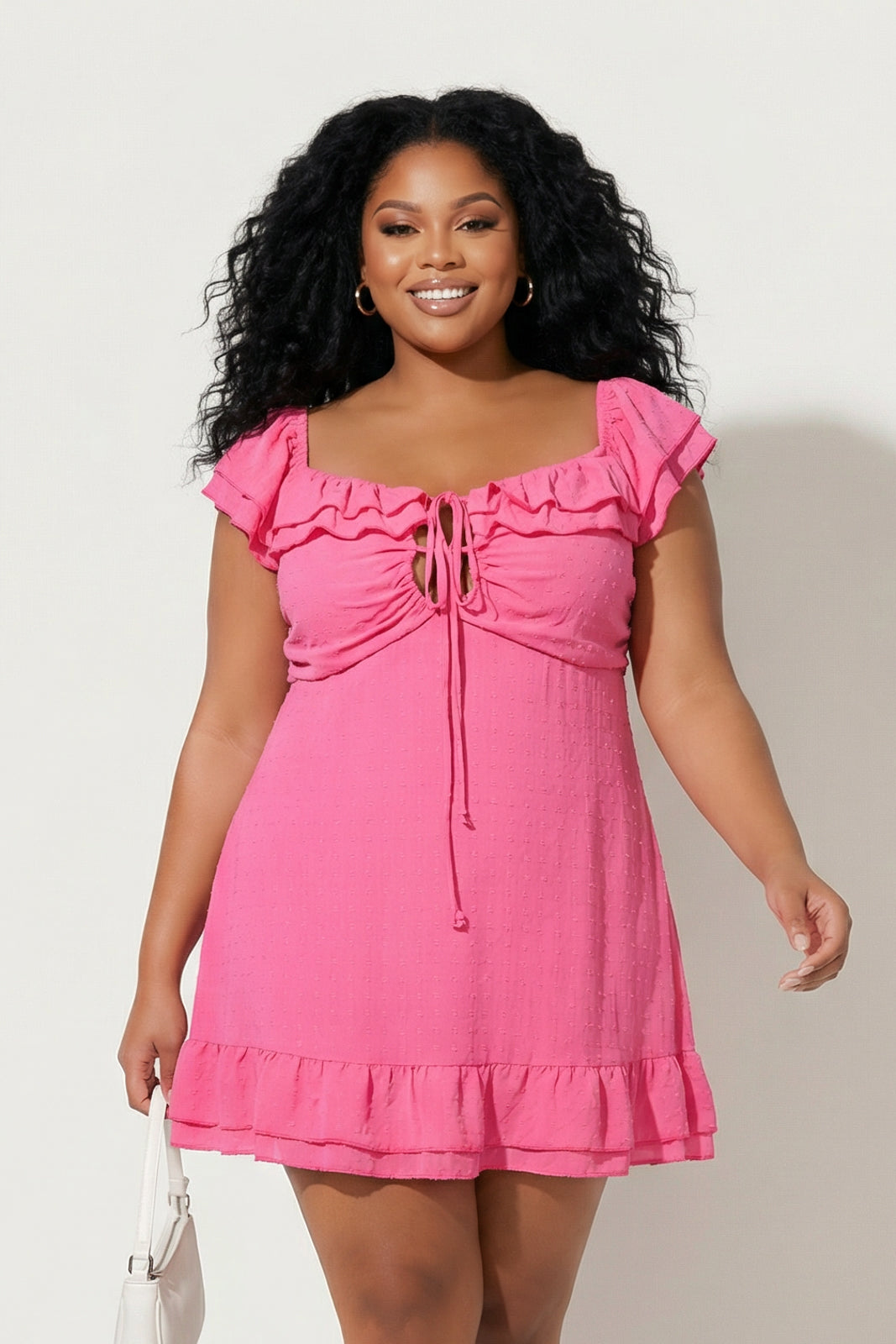 Plus Size Doll Energy Mini Dress - Pink