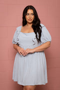 Plus Size Dulce Swiss Dot  Dress - Blue