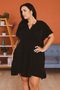 Plus Size Easy Days Ruffle Hem Dress  - Black