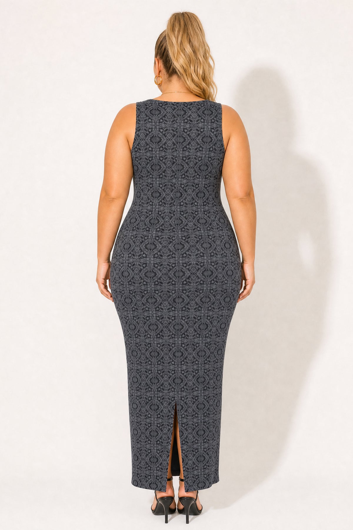Plus Size Echo Mosaic Maxi Dress - Charcoal