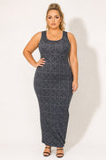Plus Size Echo Mosaic Maxi Dress - Charcoal