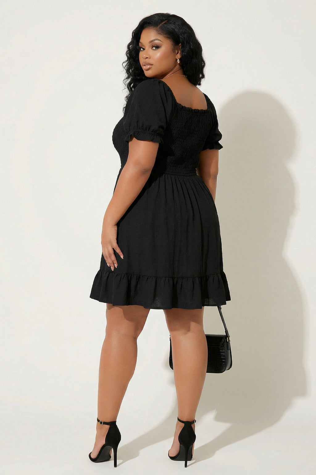 Plus Size Elena Ruffle Dress - Black