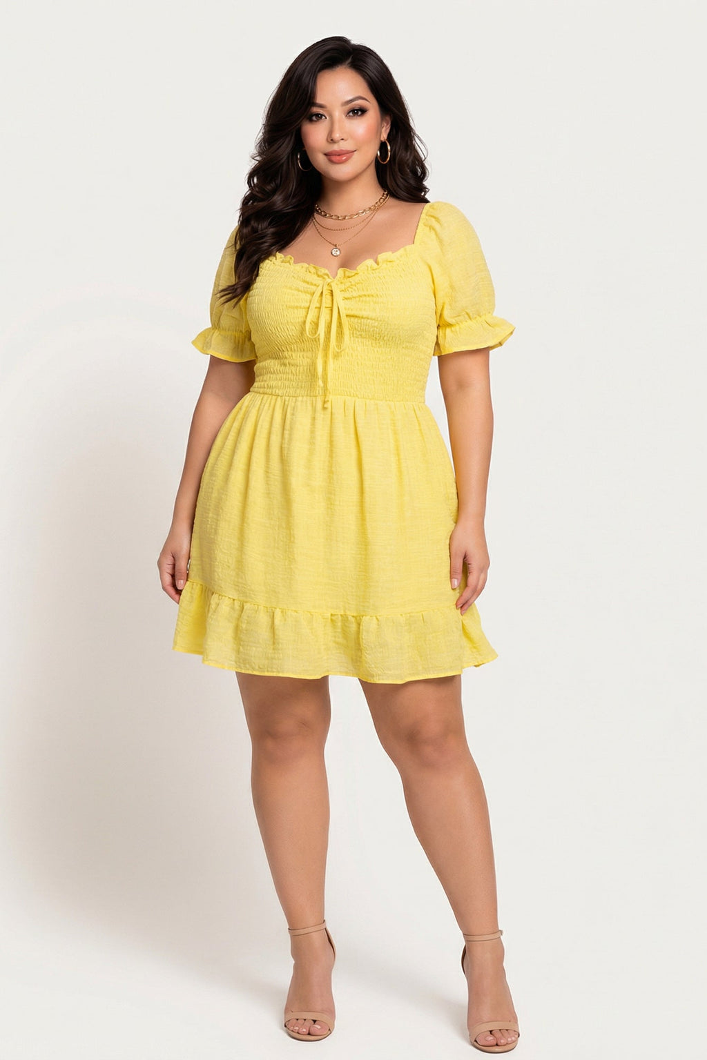 Plus Size Elena Ruffle Dress - Yellow