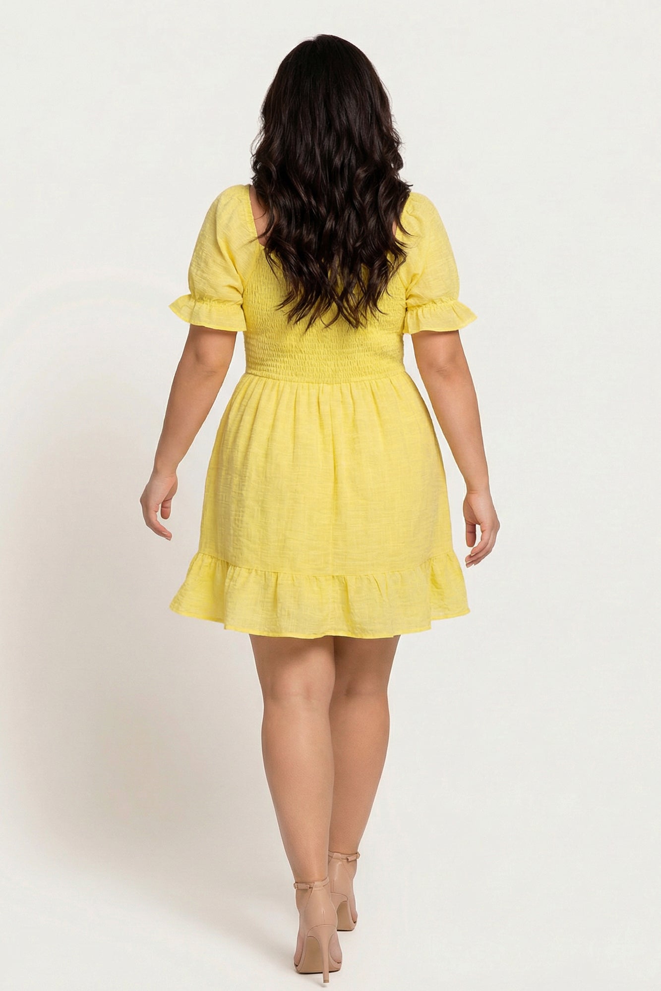 Plus Size Elena Ruffle Dress - Yellow