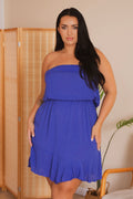 Plus Size  Ella Swiss Dot  Mini  Dress - Blue