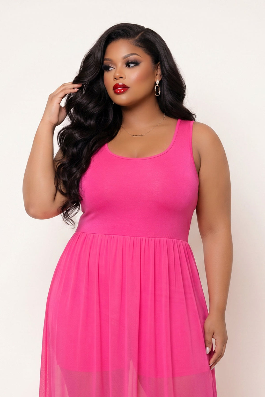 Plus Size Esme Maxi Romper - Fuchsia