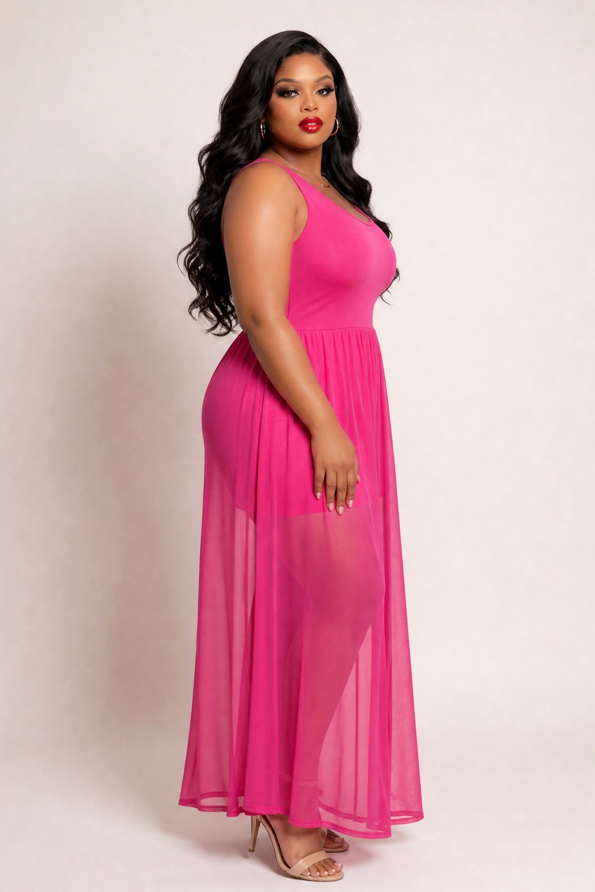 Plus Size Esme Maxi Romper - Fuchsia